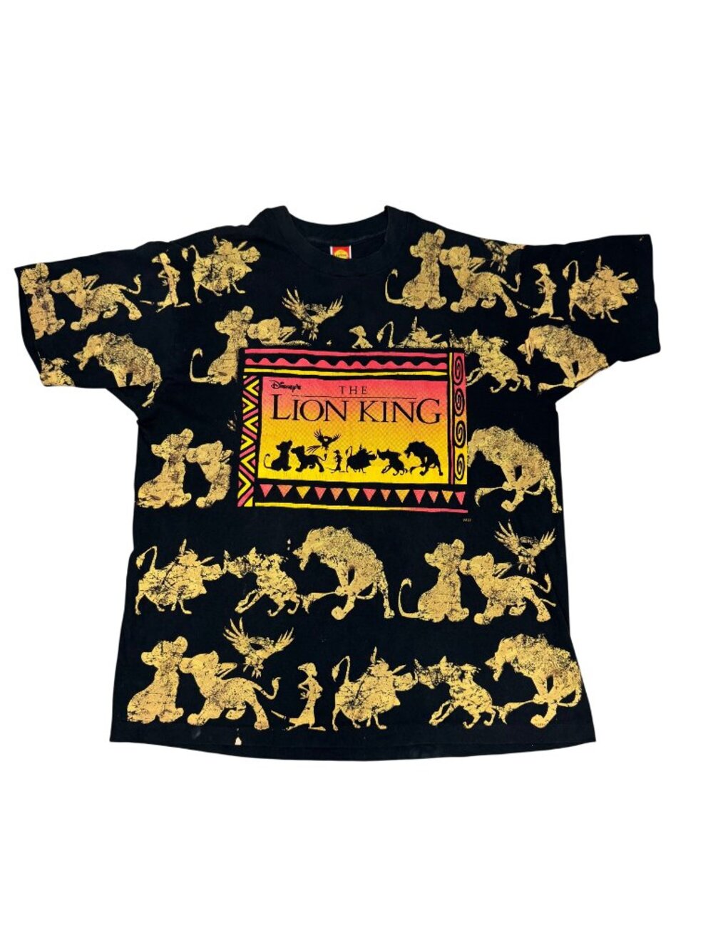 Vintage Disney The Lion King Black Front Print Movie Release T-shirt Adult sz OS